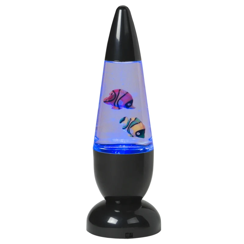 Plastic Aquarium Lamp Novelty Holiday Gift for Kids Home Office Room Decor with Fish Glitter in Liquid