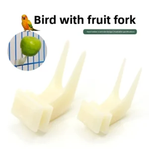Plastic Bird Fruit Fork Parrot Food Holder Birdcage Fork Pet Toy Supplies Slot Design Long Lifespan
