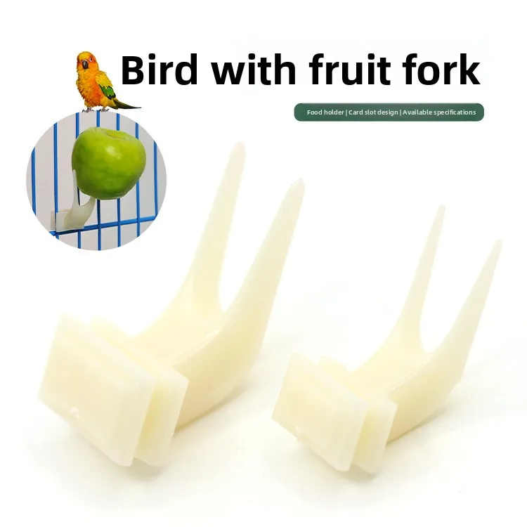 Plastic Bird Fruit Fork Parrot Food Holder Birdcage Fork Pet Toy Supplies Slot Design Long Lifespan
