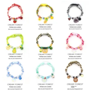 Plastic Cat Dog Collar Necklace with Cartoon Design Cute Footprint Colorful Adjustable Bell