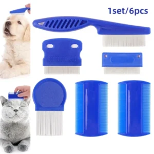 Plastic Cat Dog Pet Hair Grooming Flea Lice Comb Kit Tool for Dogs Cats Professional Grooming 6 Pcs/set