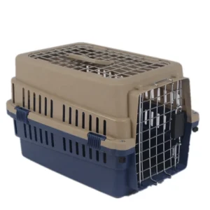 Plastic Dog Cage Portable Double Door Pet Cage Carrier for Airline Car Consignment Transport