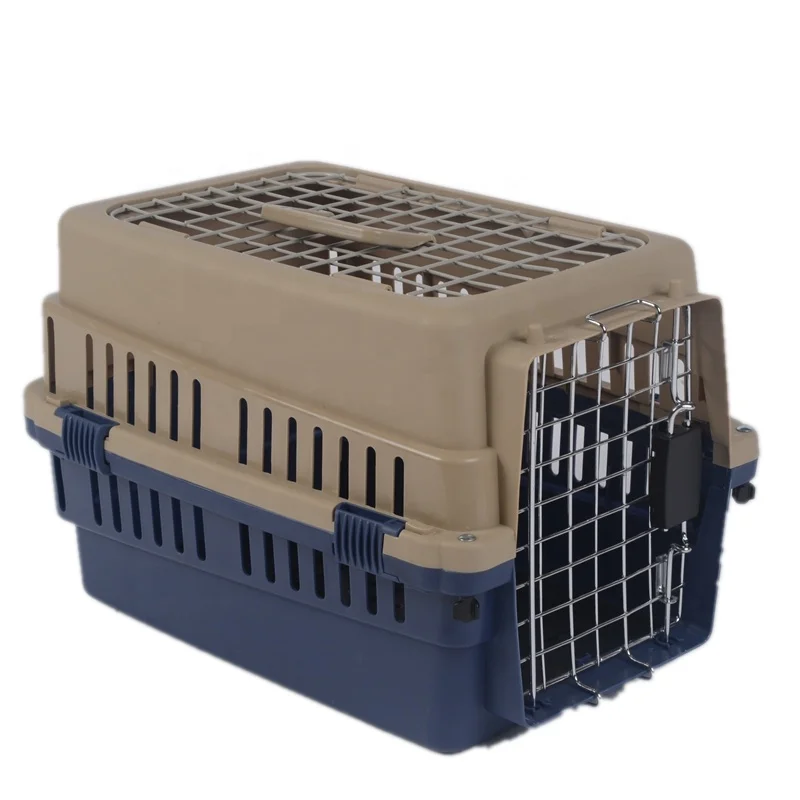 Plastic Dog Cage Portable Double Door Pet Cage Carrier for Airline Car Consignment Transport