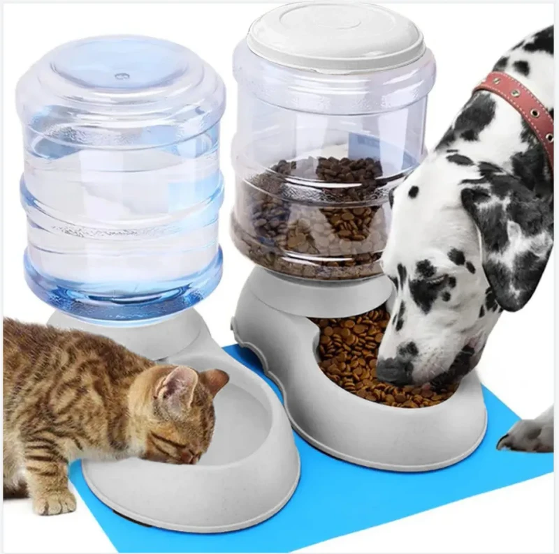 Plastic Dog Food Bowl Pets Water Dispenser Self Dispensing Gravity Pet Feeder and Drink Bottle Pet Gravity Water Station