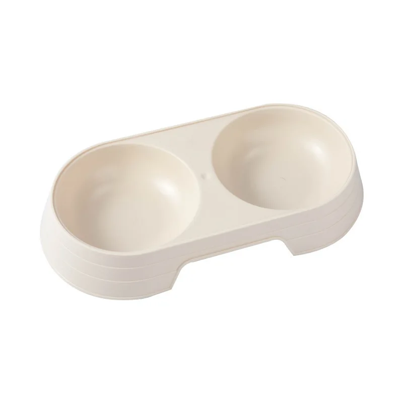 Plastic Dual-bowl Elevated Feeder with Integrated Water and Food Compartments Pet Bowl Pet Supplies