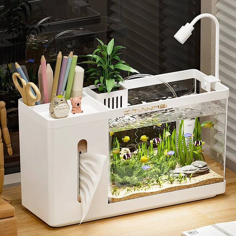 Plastic Fish Tank Tissue Box Aquarium Accessory for Living Room & Desktop Multifunctional Creative Household Use