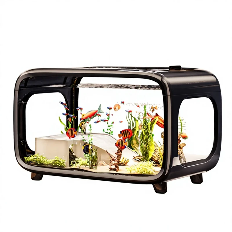 Plastic Fish Tank Transparent Aquatic Terrarium Lid Eco-Friendly Goldfish Bowl Living Landscape Decor for Living