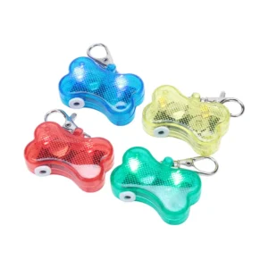 Plastic Night Walking Dog LED Anti Lost Pendant Light with Bone Design for Pet Dogs