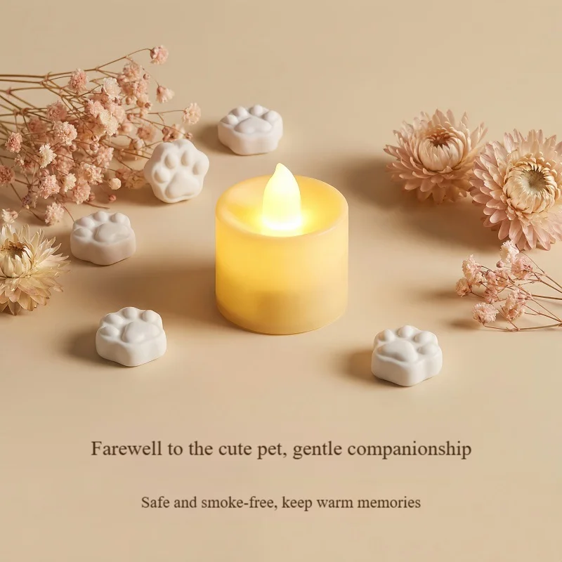 Plastic Pet Memorial Electronic Candle Modern Design for Dog Cat Funeral Remembrance Altar Offering Light Pet Loss Spirit