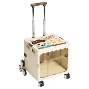 Plastic Pet Trolley Box Transparent Foldable Flight Box Dog Cat Portable Large Capacity Pet Carrier