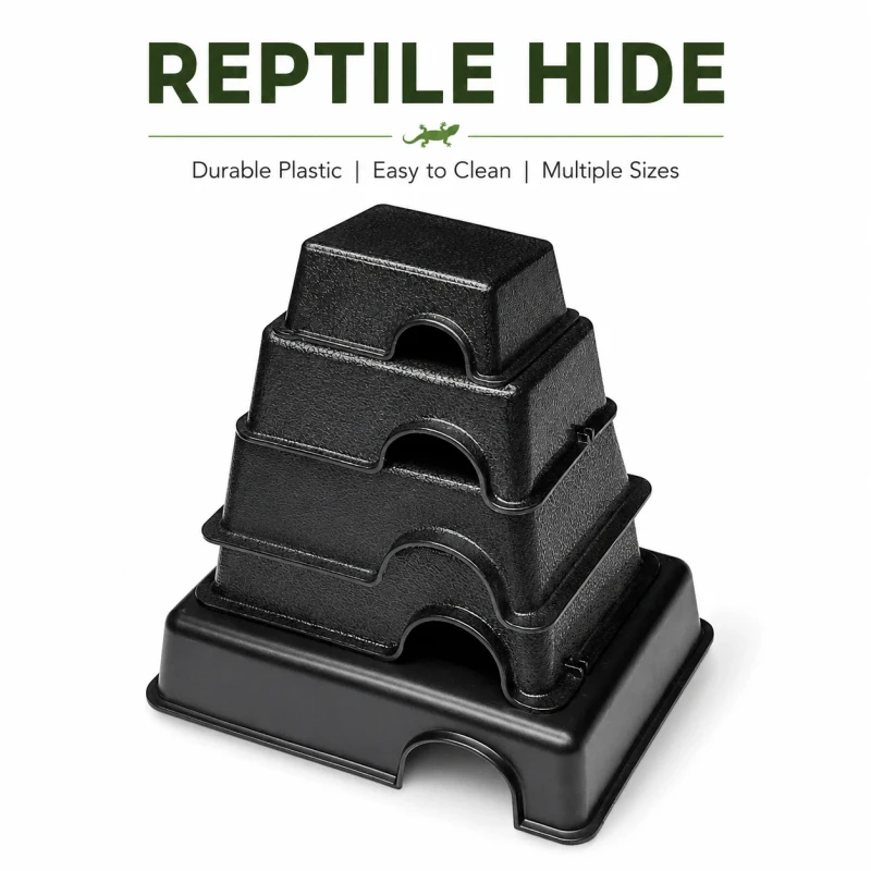 Plastic Reptile Hide Box Hide Cave for Gecko Snake Lizard Terrarium Shelter Habitat Accessory