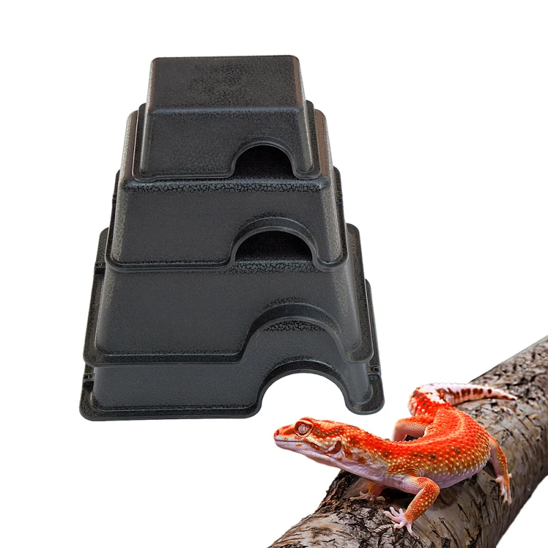 Plastic Reptile Hide Cave Terrarium Hideout Shelter Hide Box for Gecko Lizard Small Snake