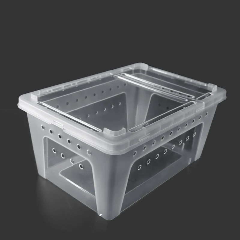 Plastic Reptile Living Box Terrarium Transparent Reptiles Insect Container Transport Amphibians Breeding Food Feeding Box