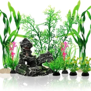 Plastic Simulation Aquarium Decoration Fish Tank Plants and Cave Rock Decoration for Fish Bowl