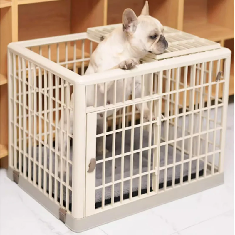 Plastic Waterproof Pet Dog and Cat Cage Dog House Small and Medium Sized Folding Steel Wires Cage Pet Training Cage Indoor