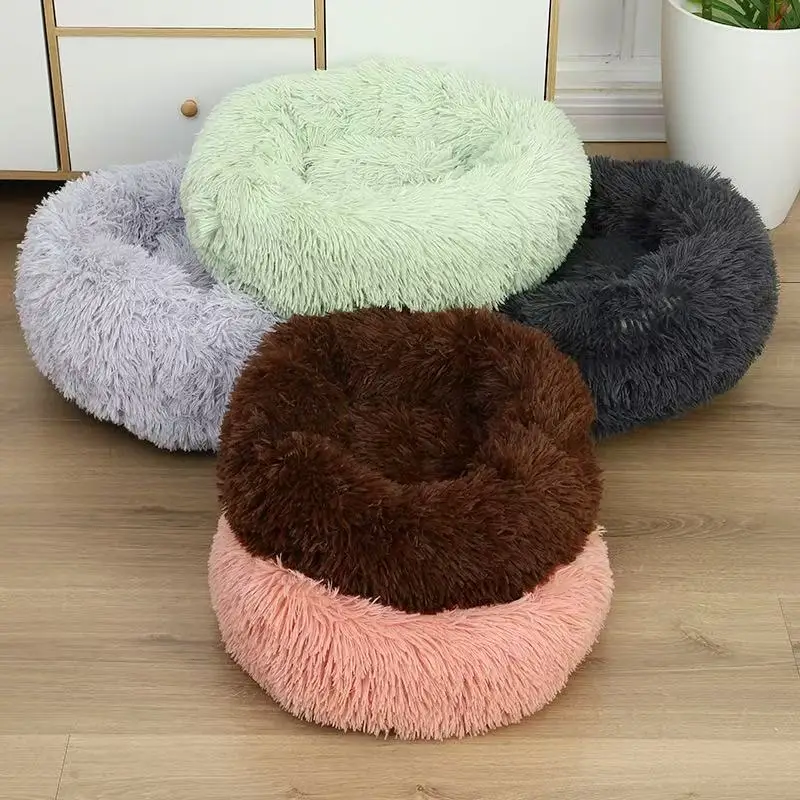 Plush Dog Bed Soft Eco Friendly Cozy Donut Style Cat Washable Fashionable Bed for Summer and Winter Pet Dog Bed