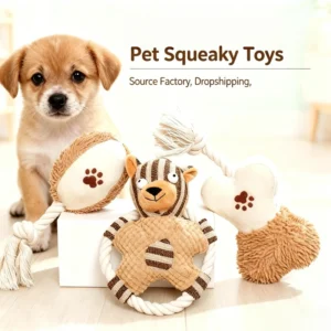 Plush Dog Chew Toy Polyester Material Bite Resistant Teeth Cleaning Interactive Fun for Medium Large Breeds
