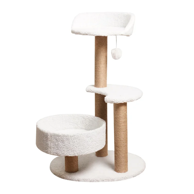 Plush Perch Sisal Scratching Post Board Gray Cat Activity Velvet Small Cat Tree
