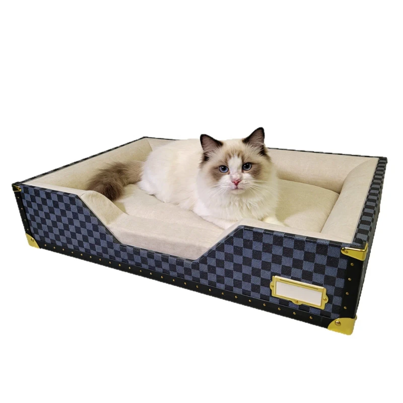 Plush Pet Bed All Season Removable Washable Pet Sofa Warming Cat Scratch Resistant Waterproof Scratch Proof Dog House Kennel