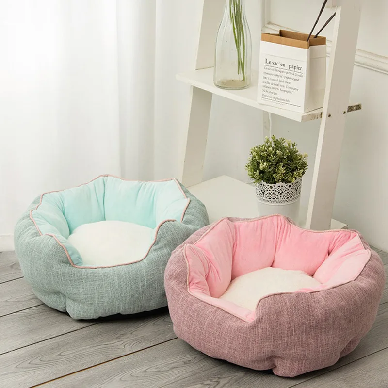 Plush Pet Bed Reversible Dog Bed with Durable Anti Slip Bottom Summer Fleece Mat for Small Medium Pets
