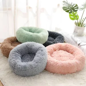 Plush Pet Bed for Cats and Dogs Warm Removable Washable Round All Seasons Universal