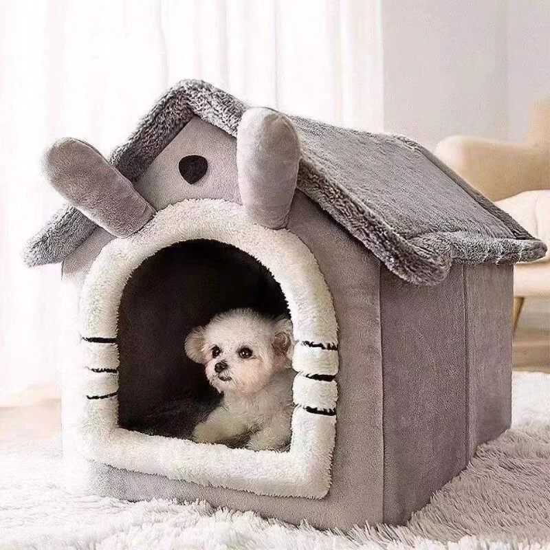 Plush Pet Dog Nest Warm Flexible Foldable Cat Dog House Pet Product Indoor Detachable Small Dog Cat House