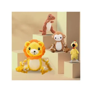 Plush Pet Toy with Cute Funny Sounds Durable Animals Shaped Dog Tug Toys Molar Cute Monkey Squeaky Chew Toy