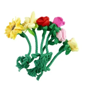 Plush Rose Dog Toy With Rope Stem Soft for Playtime