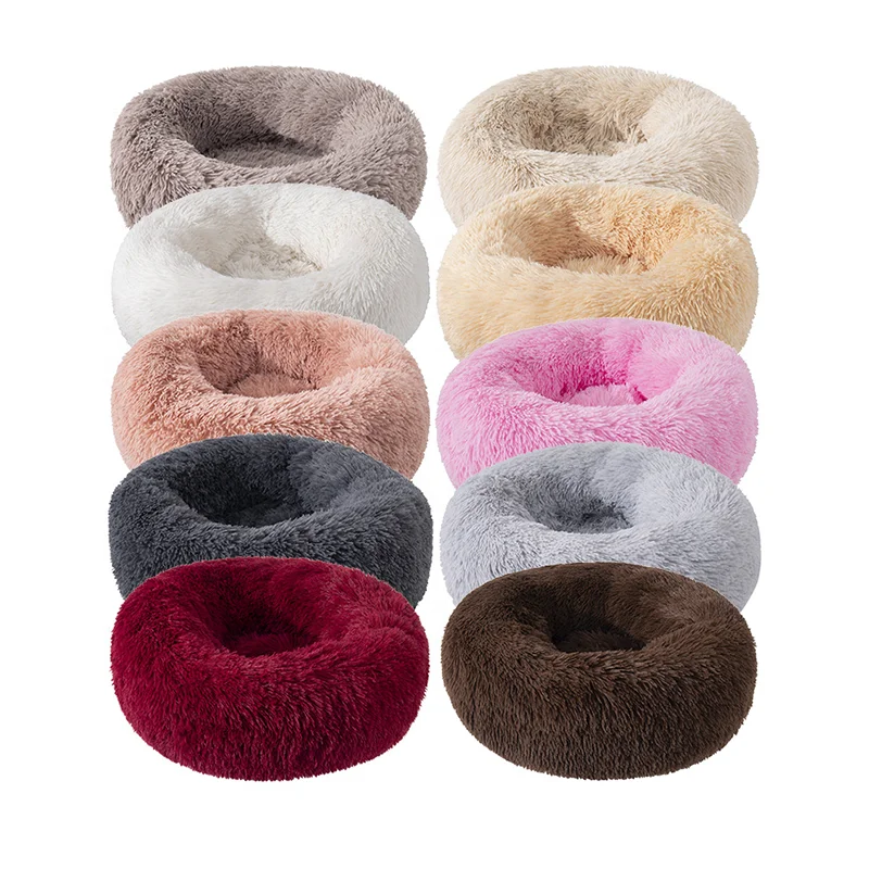 Plush Round Pet Products Cat Bed Pet Beds Accessories Dog Bed for Large Dogs