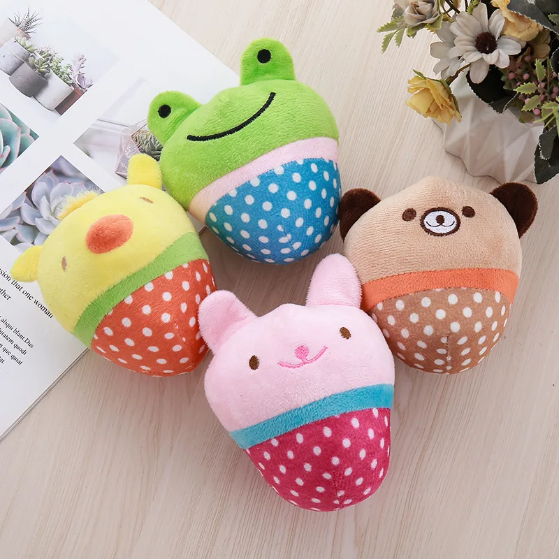 Plush Spiky Chew Toy for Small Dogs Cute Animal Shaped Squeaky Interactive Throwing Training Toys Pet Supplies