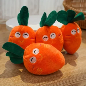 Plush Squeaky Dog & Cat Carrot Toy with Bark Sound