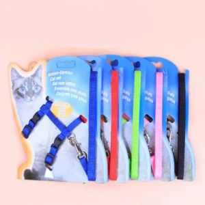 Polyester Breakaway Cat Harness and Leash Set Escape Proof Soft Adjustable Solid Pet Vest Harness