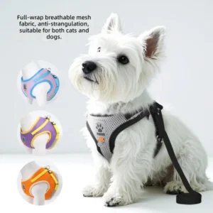 Polyester Cat Dog Vest Style Harness Reflective Leash Pet Dog Leash and Dog Harness Set