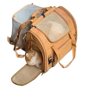 Polyester Cat & Small Dog Outdoor Portable Expandable Shoulder Pet Carrier 8kg Capacity Travel Bag