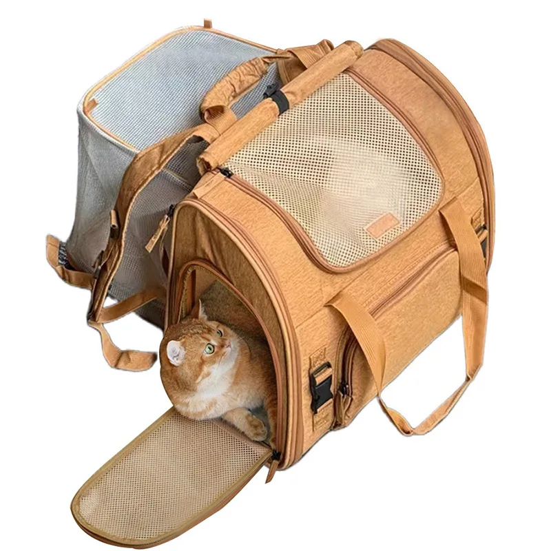 Polyester Cat & Small Dog Outdoor Portable Expandable Shoulder Pet Carrier 8kg Capacity Travel Bag