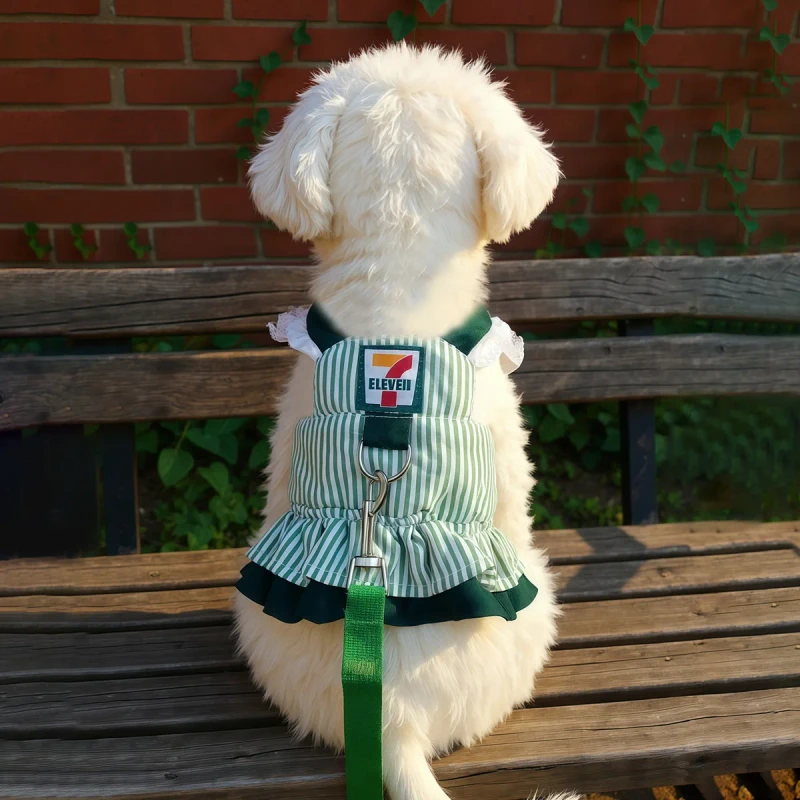 Polyester Dog Harness and Leash Set for Dogs and Cats Korean-Style Striped Design Available