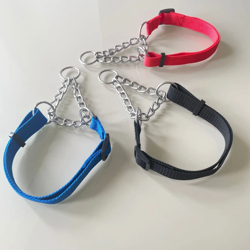 Polyester Solid Three-Ring Chain Dog Collar Anti-Explosion Training Manufacturer Direct Sale