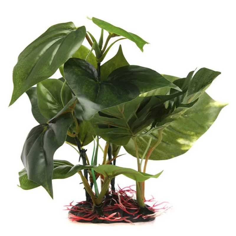 Popular Foreign Trade Eco friendly Plastic Artificial Aquarium Scenery Ornamental Plants Turtle Fish Tanks Monstera Deliciosa