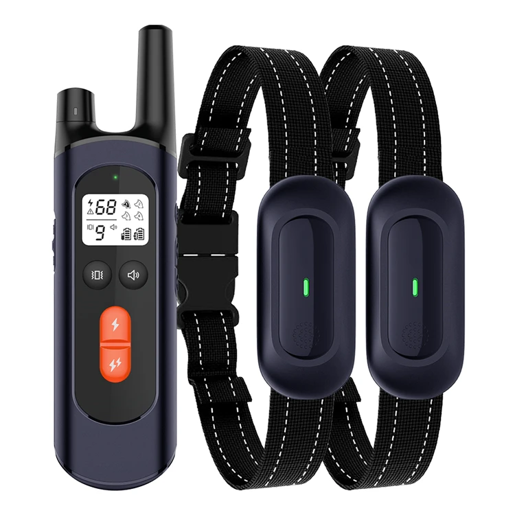 Popular Rechargeable IPX8 Waterproof Walkie Talkie Dog Training Bark Collar Remote Control 10 20 Hours Battery Life