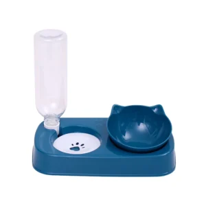 Popular Small Automatic Double Pet Feeder with Waterproof Bowl and Water Bottle for Dogs Outdoor Indoor Travel Use