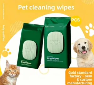 Portable 100% Bamboo Fiber Pet Cleaning Wipes for Eyes Ears Medical grade Water Additive free Individually Packaged