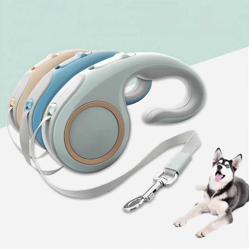 Portable 360 Tangle Free Fluorescent Design Pet Rope Anti-slip Grip Durable Nylon Retractable Dog Leash