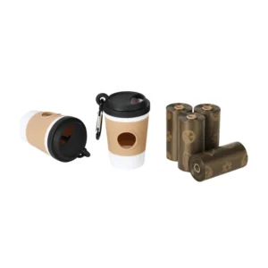 Portable ABS Coffee Cup Style Dog Poop Bag Dispenser with Waste Bag Holder and Pet Waste Pickup Tool