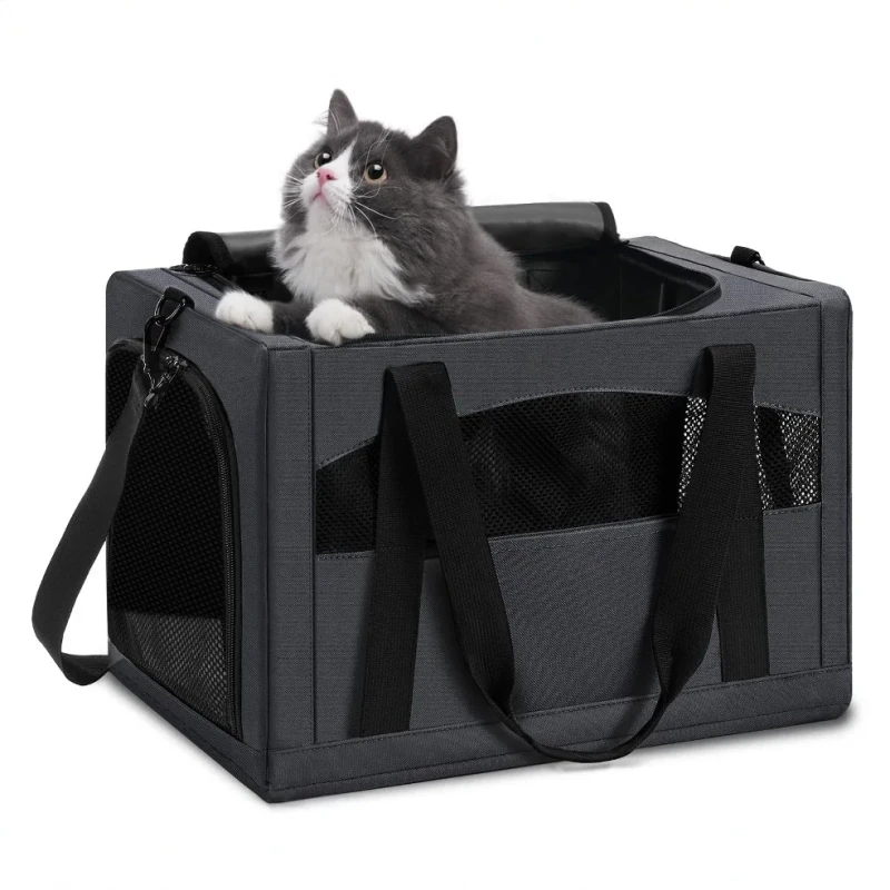 Portable Breathable Foldable Nylon Cat & Small Dog Pet Carrier with Shoulder Strap for Car Use Portable Cat Soft-sided Carrier