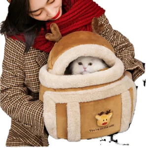 Portable Cat Transport Backpacks Hand Pocket Pet Travel Bag Luxury Car Seat Nest Outdoor Furry Warm Polyester Pet Carrier