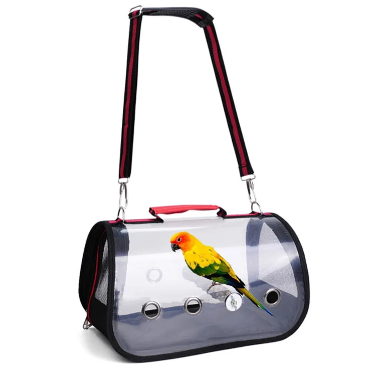 Portable Clear Bird Carrier Backpack Breathable Travel Bag for Parrots Made of Plastic for Pet Owners Fits Living Room Space