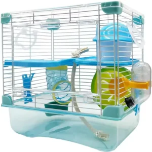Portable Dog Cage with Iron Solid Construction Water Bottle & Play Tube House