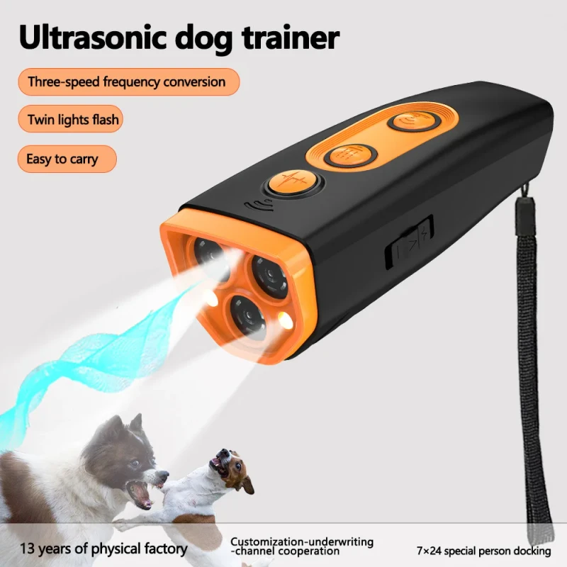 Portable Dog Repellent and Bark Control Device with Anti Barking Training 100+ m Coverage Battery Powered
