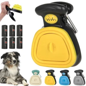 Portable Foldable Dog Pooper Scooper Dispenser 2 in 1 Pet Waste Picker for Outdoor Walking