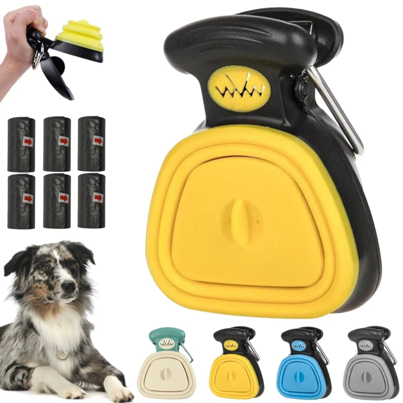 Portable Foldable Dog Pooper Scooper Dispenser 2 in 1 Pet Waste Picker for Outdoor Walking